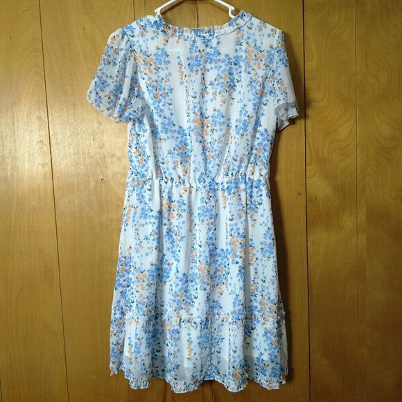 Shein Women's Medium Baby Doll Ruffle Floral Short Sleeve Dress Peasant Boho - Picture 6 of 6